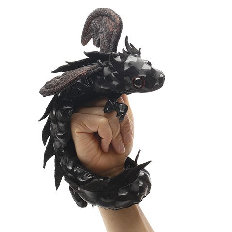 Folkmanis Puppet - Dragon Wristlet Midnight