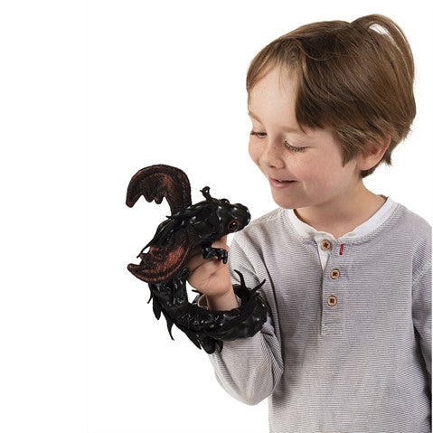 Folkmanis Puppet - Dragon Wristlet Midnight