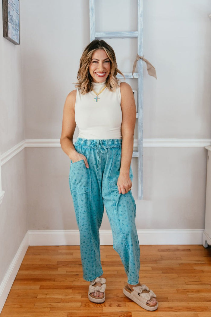 Forget Me Not Pants In Teal Blue - Macoma Boutique210 Other Bottoms