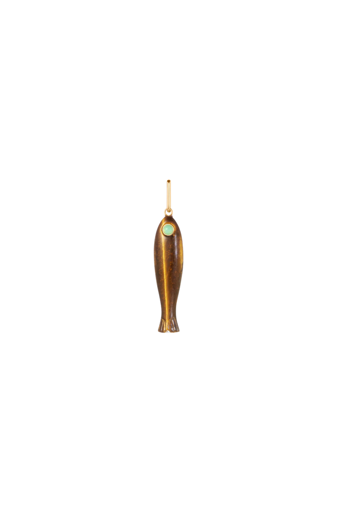 Thatch Fortuna Tiger's Eye Charm in gold