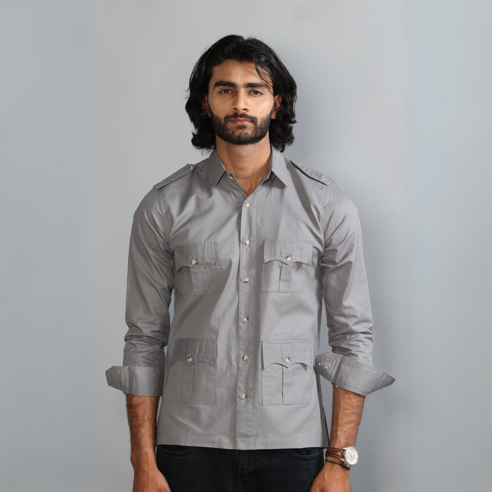 Fossil Grey Turkish Linen Hunting Shirt