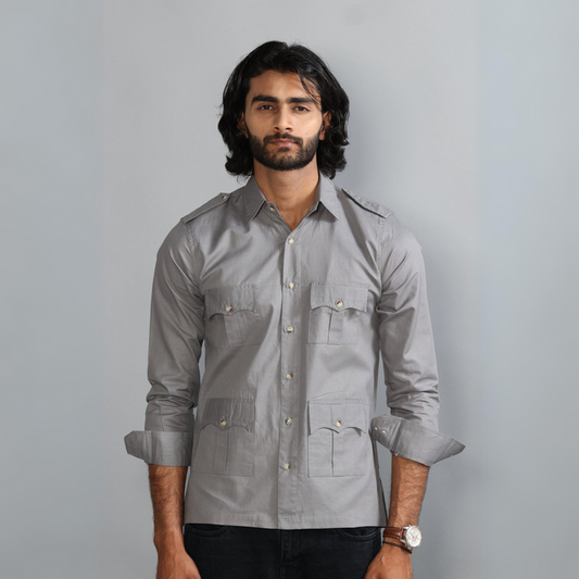 Fossil Grey Turkish Linen Hunting Shirt
