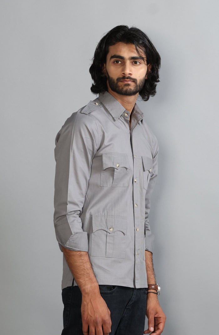 Fossil Grey Turkish Linen Hunting Shirt