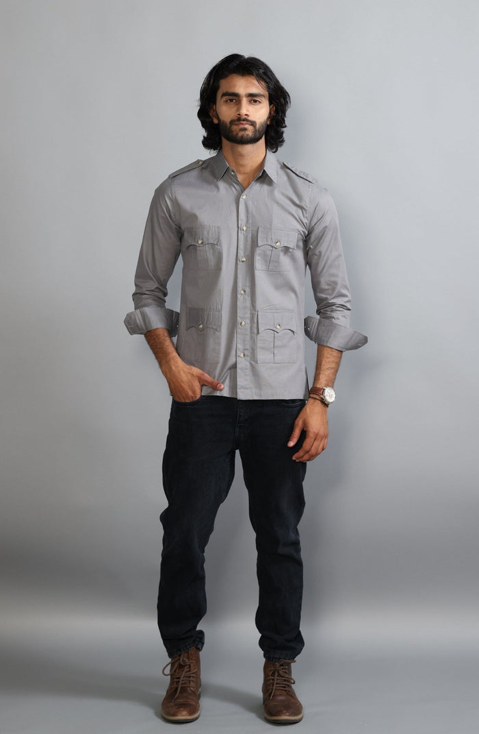 Fossil Grey Turkish Linen Hunting Shirt