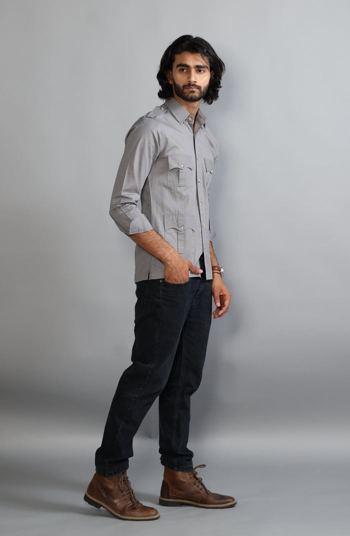 Fossil Grey Turkish Linen Hunting Shirt