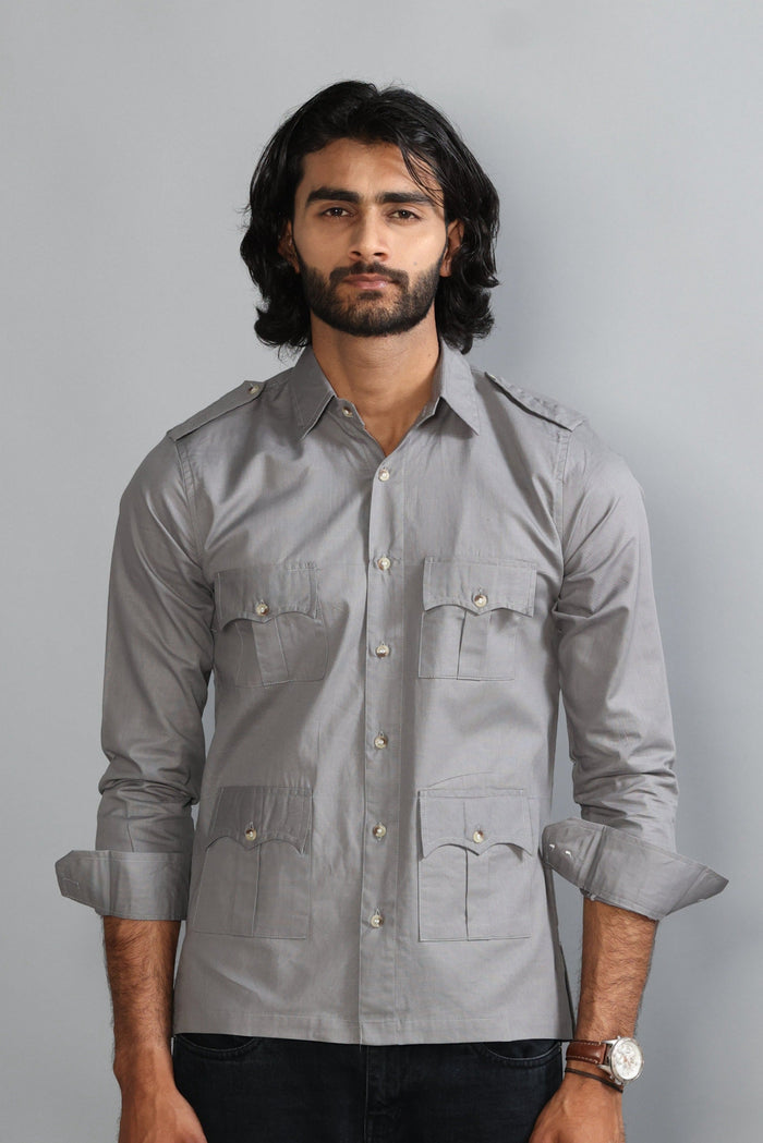 Fossil Grey Turkish Linen Hunting Shirt