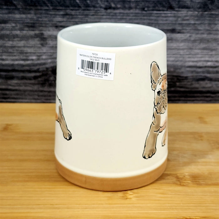 French Bulldog Coffee Mug Ceramic Dog Bully Breed Cup Blue Sky Embossed 18 oz
