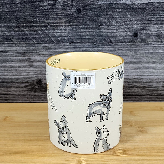 French Bulldog Coffee Mug Ceramic Dog Tea Cup Bully Breed Blue Sky 21oz Embossed