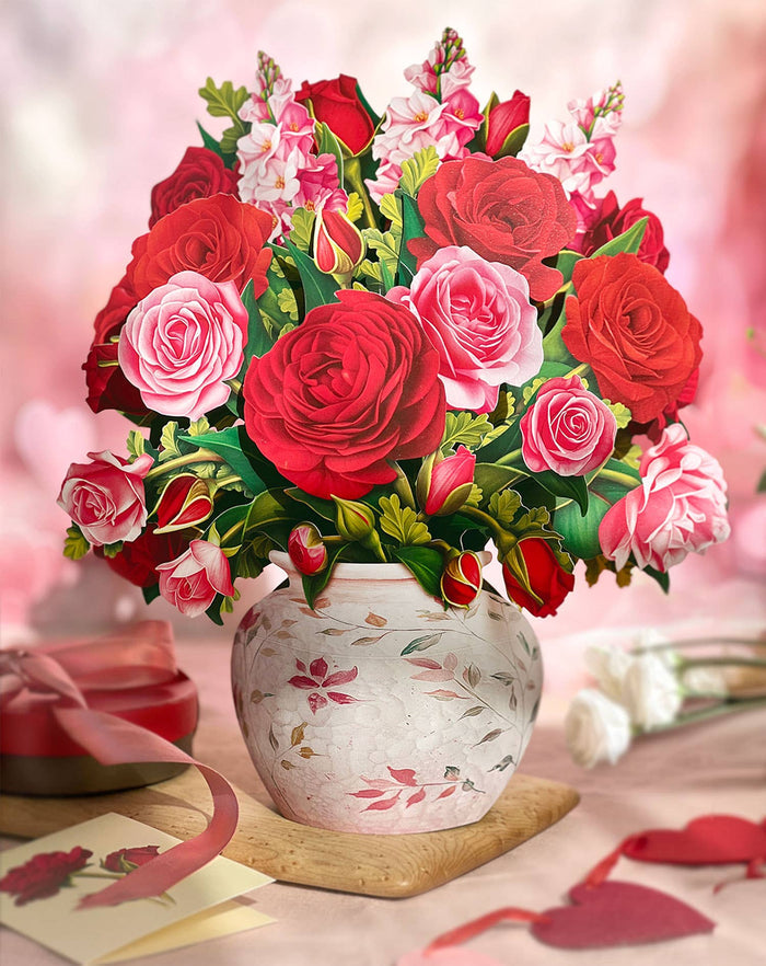 FreshCut Paper LLC - Blooming Roses (8 Pop-up Greeting Cards)