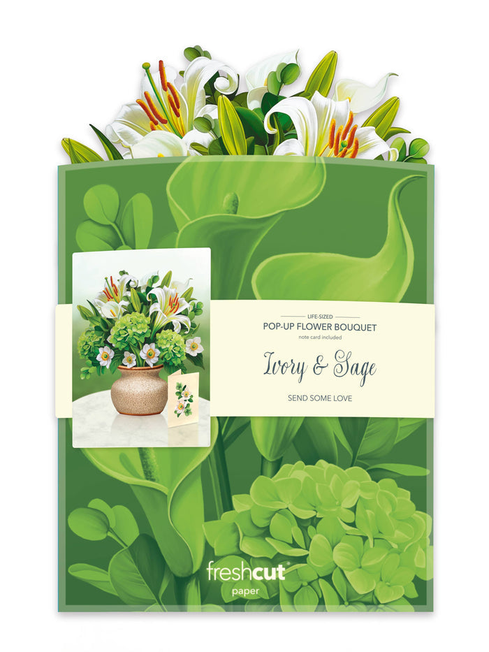 FreshCut Paper LLC - Ivory & Sage  (8 Pop-up Greeting Cards)