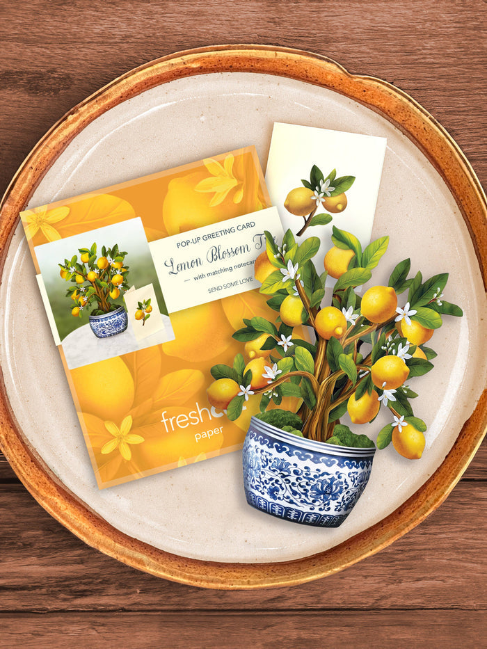 FreshCut Paper LLC - Mini Lemon Blossom Tree  (10 Pop-up Greeting Cards)