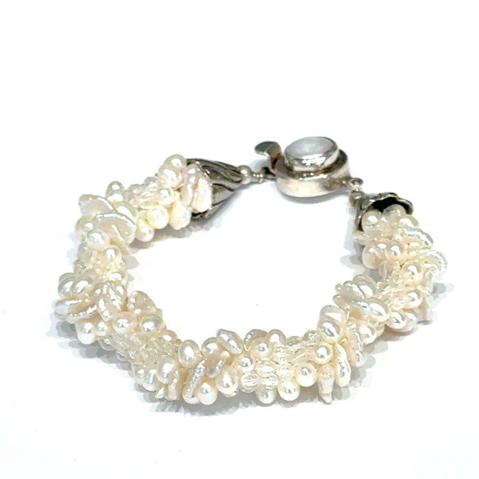 Freshwater Pearl Clear Quartz Bracelet | Sterling Silver | Hidden Jewel
