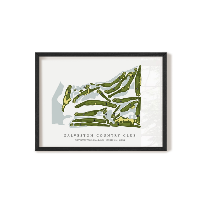 Galveston Country Club | Golf Course Map | Black Frame