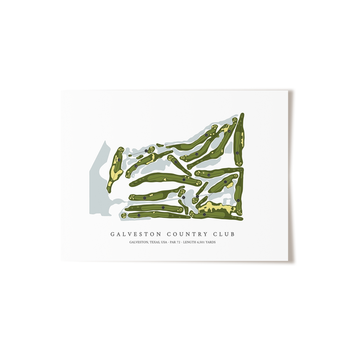 Galveston Country Club | Golf Course Map | Unframed