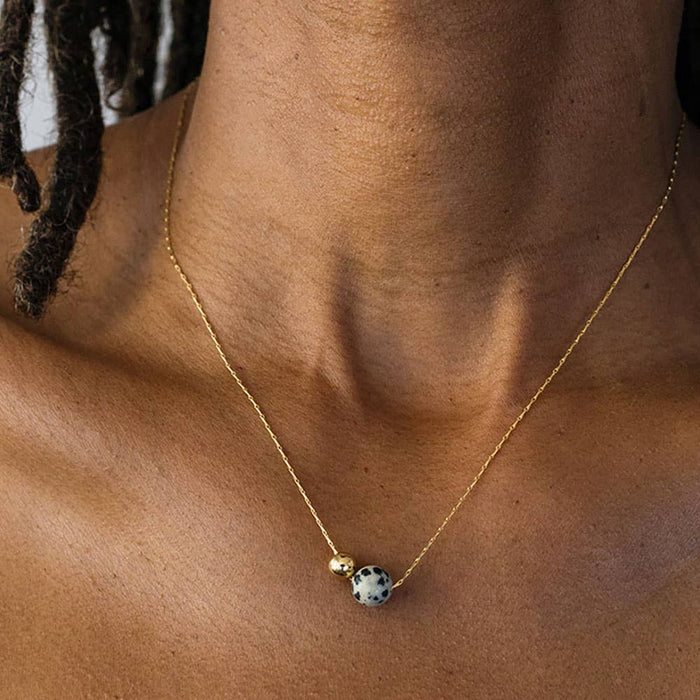 Gemstone Orbit Necklace - Moonstone