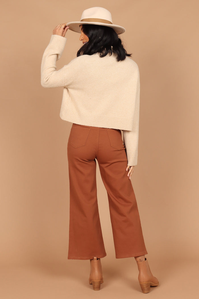 Petal and Pup USA BOTTOMS Georgette High Waisted Straight Leg Pants - Brown