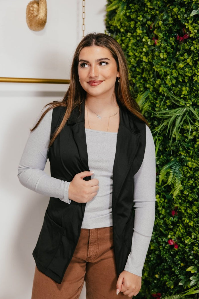 Get The Job Done Vest In Black - Reg & Curvy - Macoma Boutique240 Jackets/Blazers