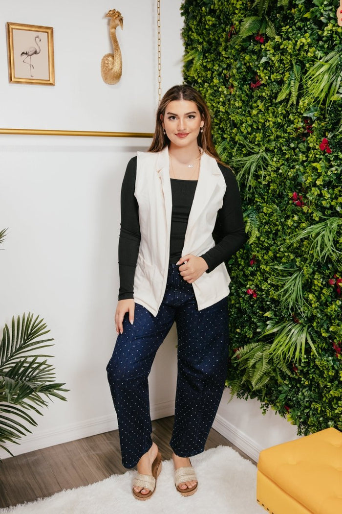 Get The Job Done Vest In Ivory - Reg & Curvy - Macoma Boutique240 Jackets/Blazers