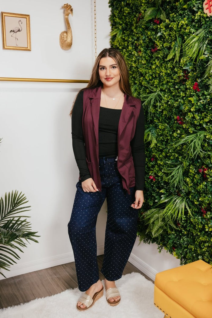 Get The Job Done Vest In Plum - Reg & Curvy - Macoma Boutique240 Jackets/Blazers