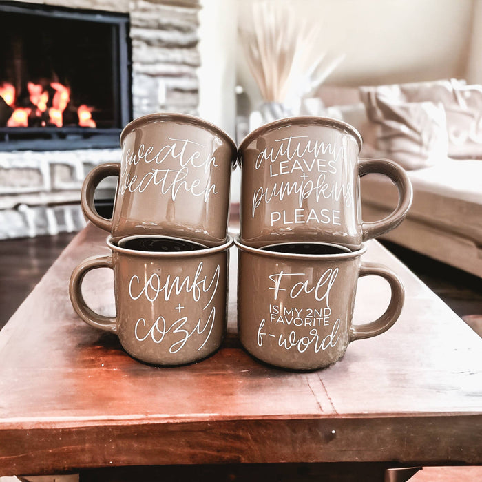 Gia Roma - Neutral Fall Coffee Mug, Ceramic Cups for Autumn Home Accent