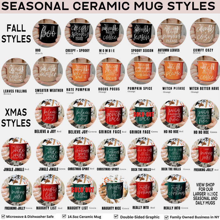 Gia Roma - Neutral Fall Coffee Mug, Ceramic Cups for Autumn Home Accent