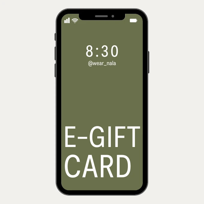 Phone screen showing a Nala e-gift card