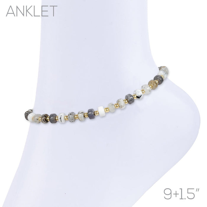 Girl Next Door Anklet In Smokey Gray Gold - Macoma Boutique315 Jewelry
