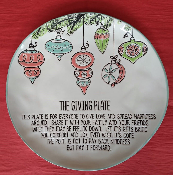 Giving Plate Christmas Retro Ornaments Holidays 11" By Blue Sky Clayworks