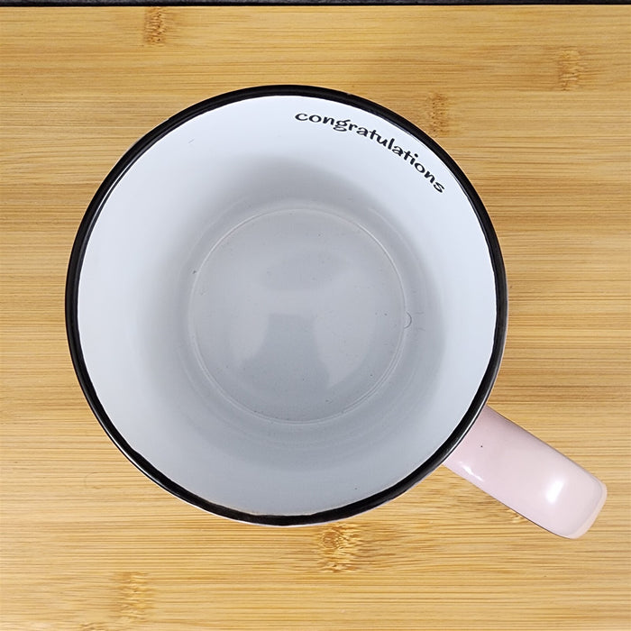Graduation Coffee Mug Embossed Ceramic Tea Cup Blue Sky Spectrum 16oz Pink
