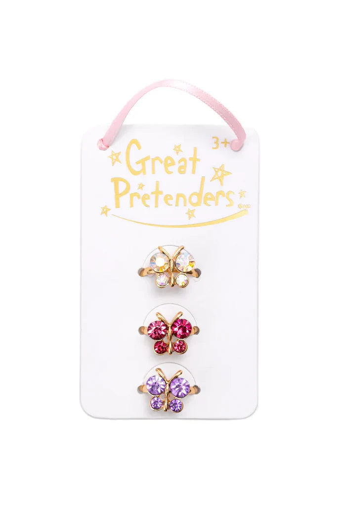 Great Pretenders Boutique Butterfly Gem Rings Set