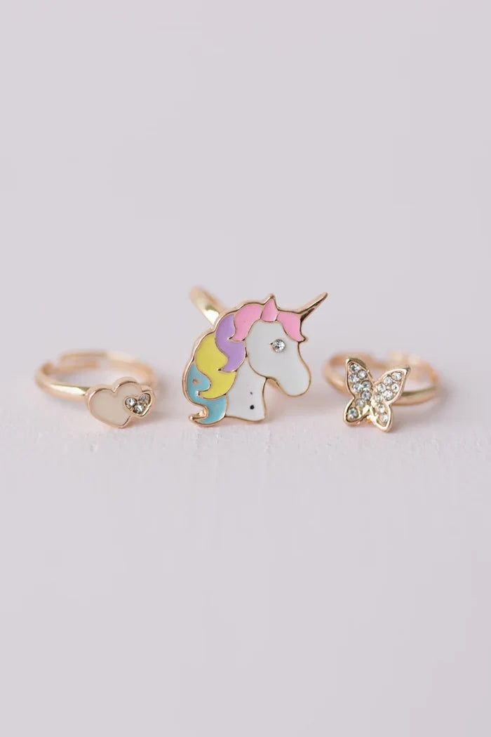 Great Pretenders Boutique Butterfly & Unicorn Ring Set