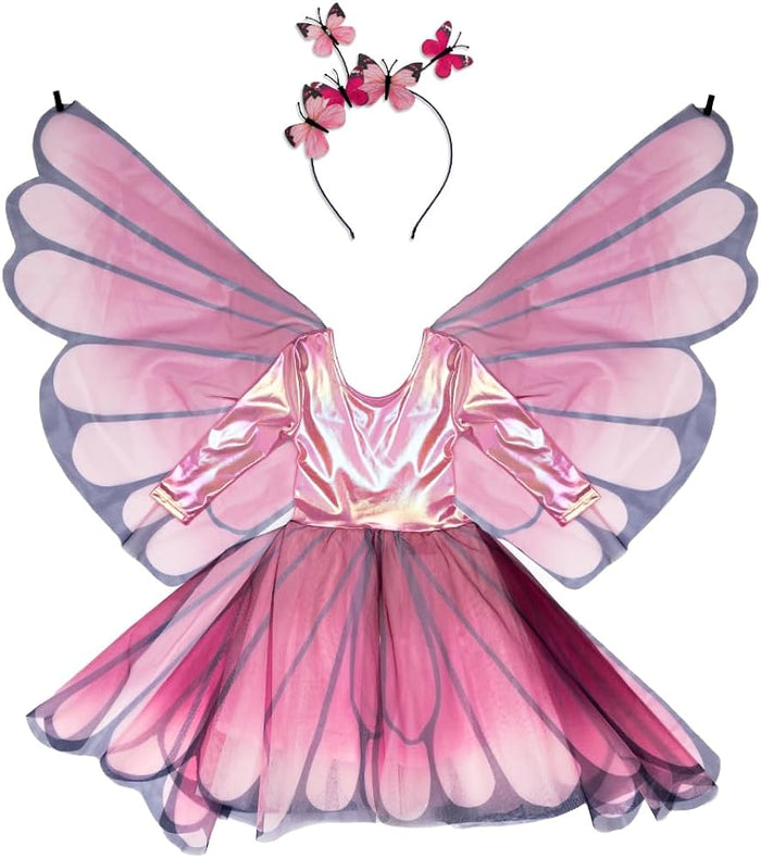 Great Pretenders Butterfly Twirl Dress with Wings & Headband - Pink