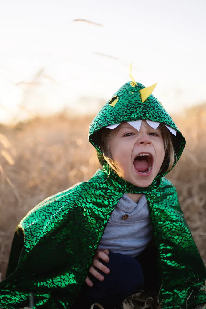 Great Pretenders Toddler Green Metallic Dragon Cape