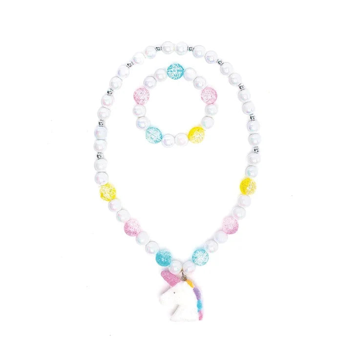Great Pretenders White Unicorn Necklace & Bracelet Set
