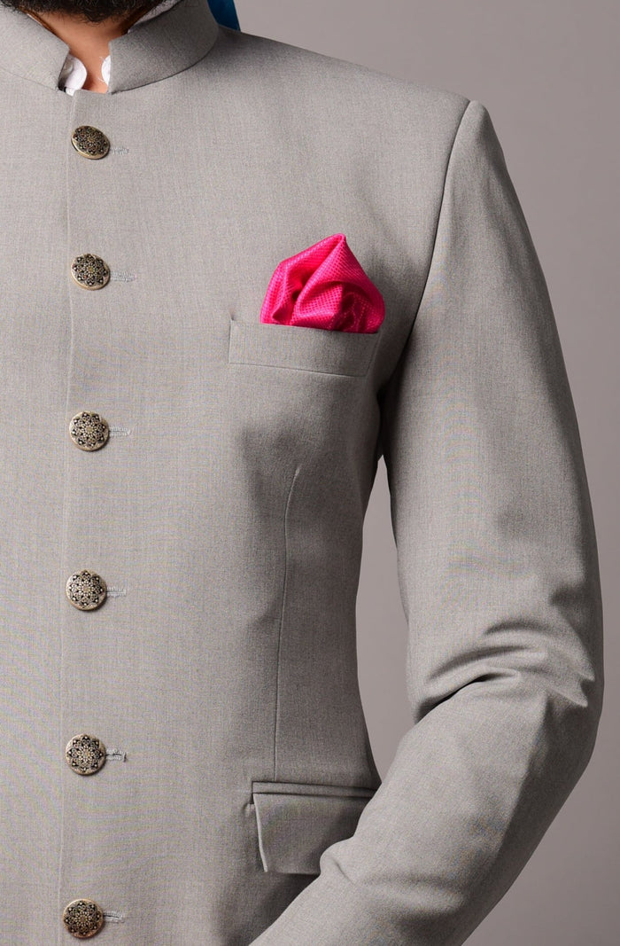Grey Bandhgala Blazer with Black Trouser