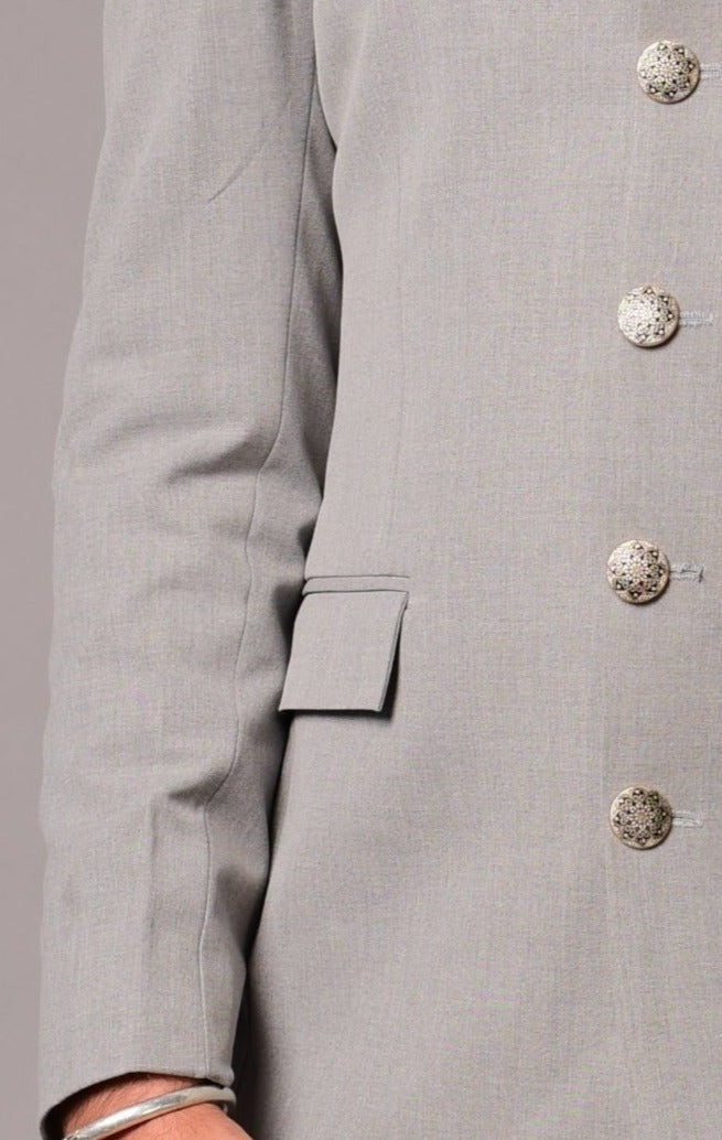 Grey Bandhgala Blazer with Black Trouser