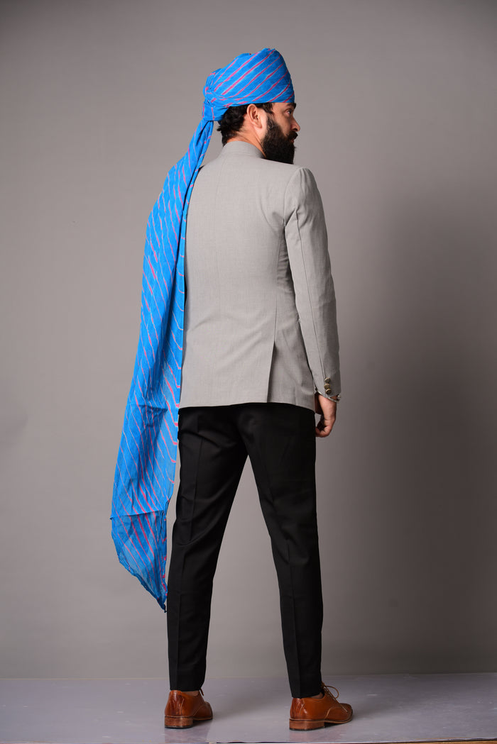 Grey Bandhgala Blazer with Black Trouser