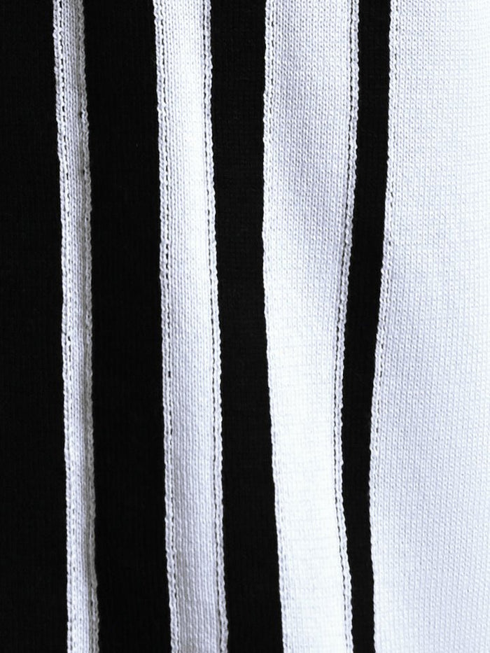 Gridlock White Geometric Knit Polo Shirt - Black & white