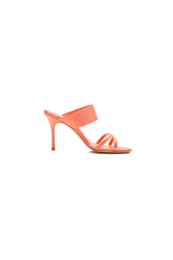 Manolo Blahnik - Coral Satin Gueypia 90 Heels (38)