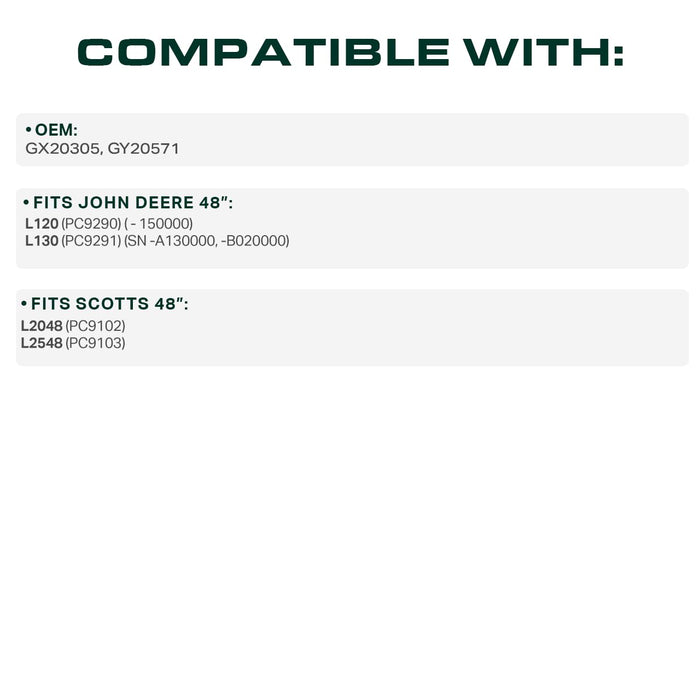 GX20305, GY20571 Mower Deck Belt Replacement for John Deere L130, L120 & More | 48-in Deck | Aramid Cord