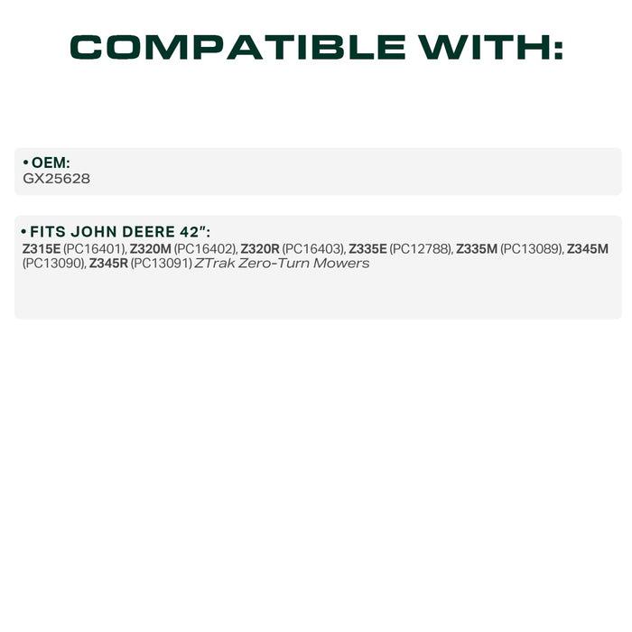 GX25628 Mower Deck Belt Replacement for John Deere Z345R, Z335E, Z315E & More | 42-in Deck | Aramid Cord