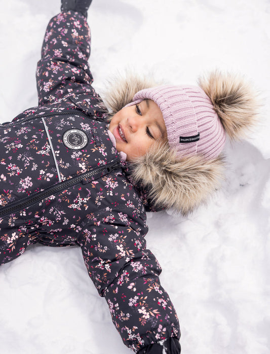 Habit de neige 1 pièce fleuri pour bébé fille