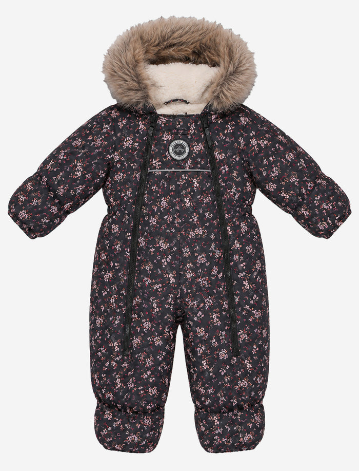 Habit de neige 1 pièce fleuri pour bébé fille