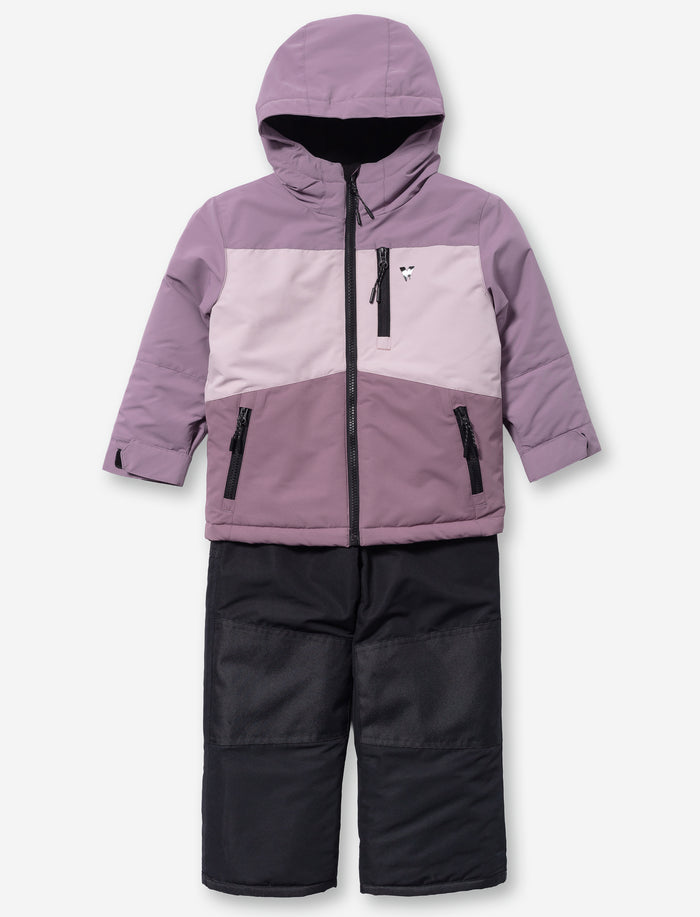 Habit de neige 2 pièces à blocs de couleurs pour petite fille