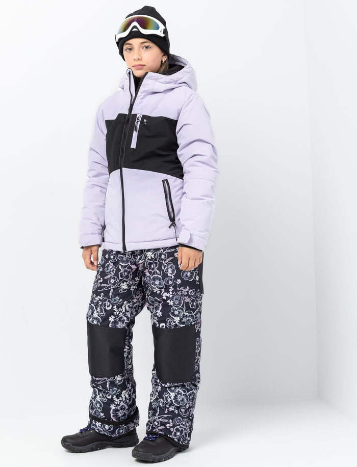 Habit de neige 2 pièces fleuri à blocs de couleurs pour ado fille