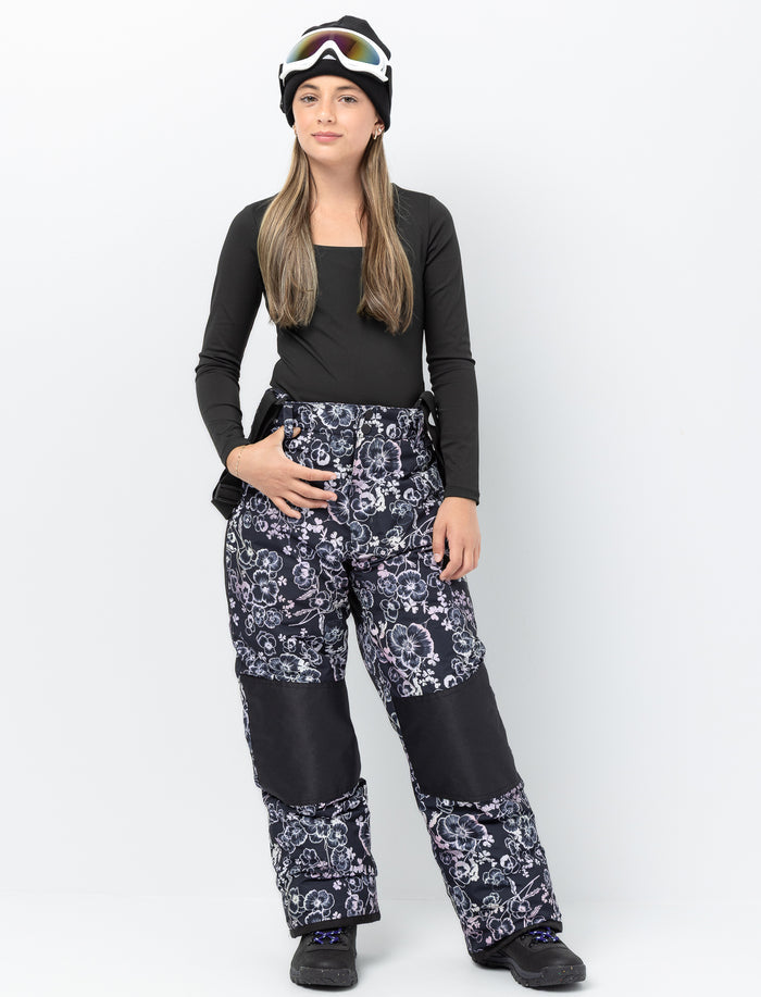 Habit de neige 2 pièces fleuri à blocs de couleurs pour ado fille
