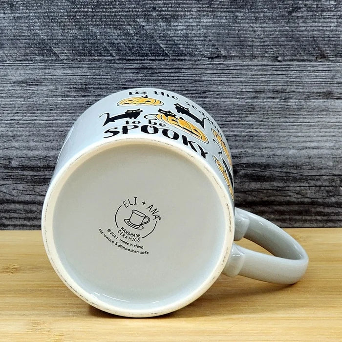 Halloween Black Cat Coffee Mug Pumpkins Ceramic Orange Tea Cup Blue Sky 21oz