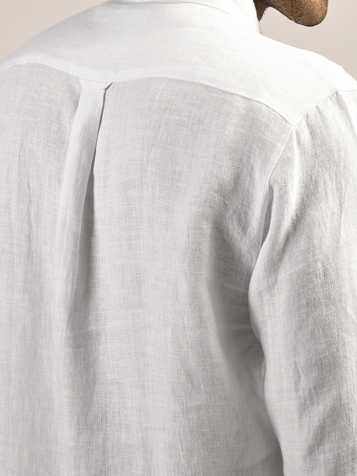 Hampstead White 100% Linen Button Down Shirt back view