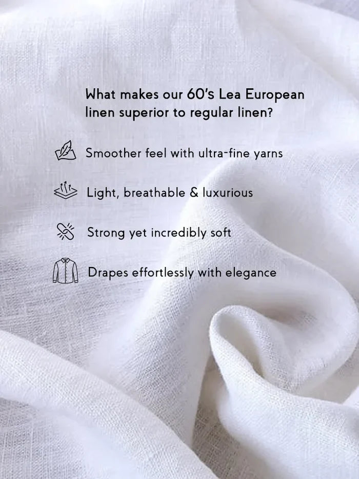 Hampstead White 100% Linen Button Down Shirt - linen fabric features
