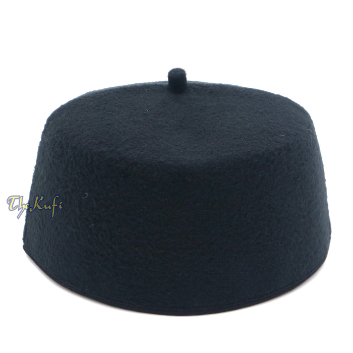 Handmade Black Fez-Style Kufi Crown with Tip